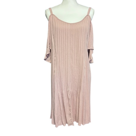 TORRID Mauve Cold Shoulder Trapeze Dress Rayon Gauze Lined Relaxed Fit 1 (14/16) - Picture 2 of 9